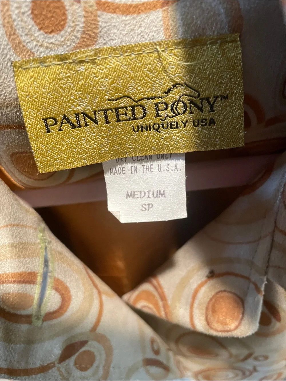 Painted Pony Uniquely USA Cream & Brown Geometric Pea Coat Square Buttons